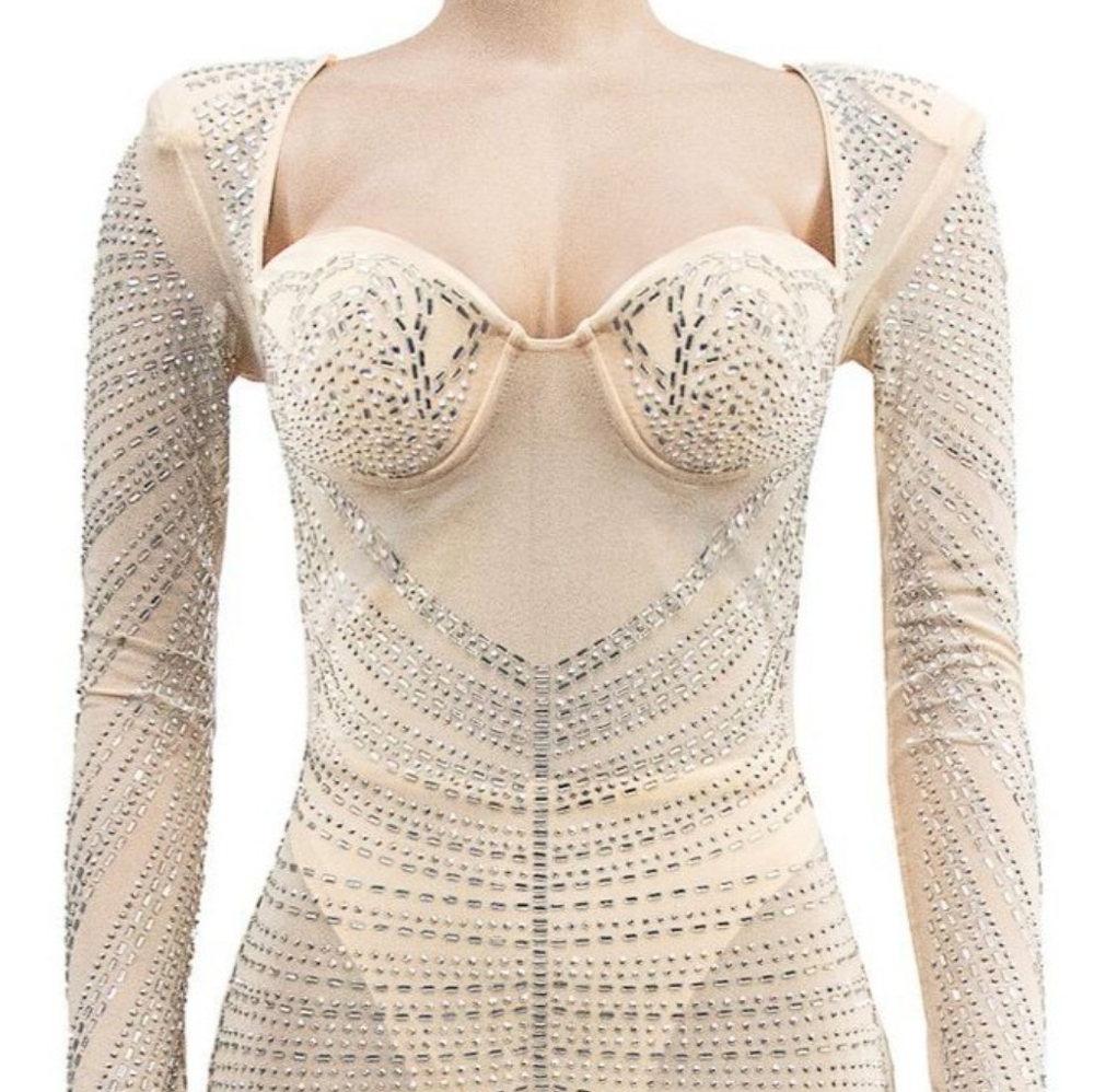 Fashion Sexy maxi Mesh Rhinestones details Dress New Size M,XL,XXL Available S. - Picture 6 of 8
